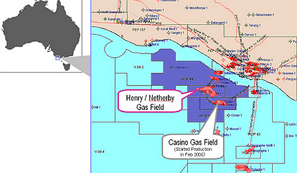 The fields lie about 30km offshore of western Victoria, in southeast Australia